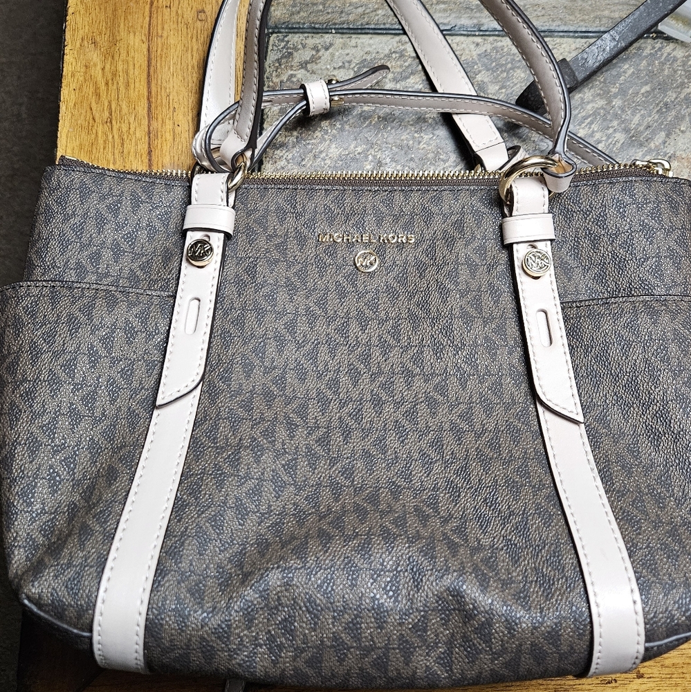 Michael Kors Brown and Light Pink Shoulder Bag